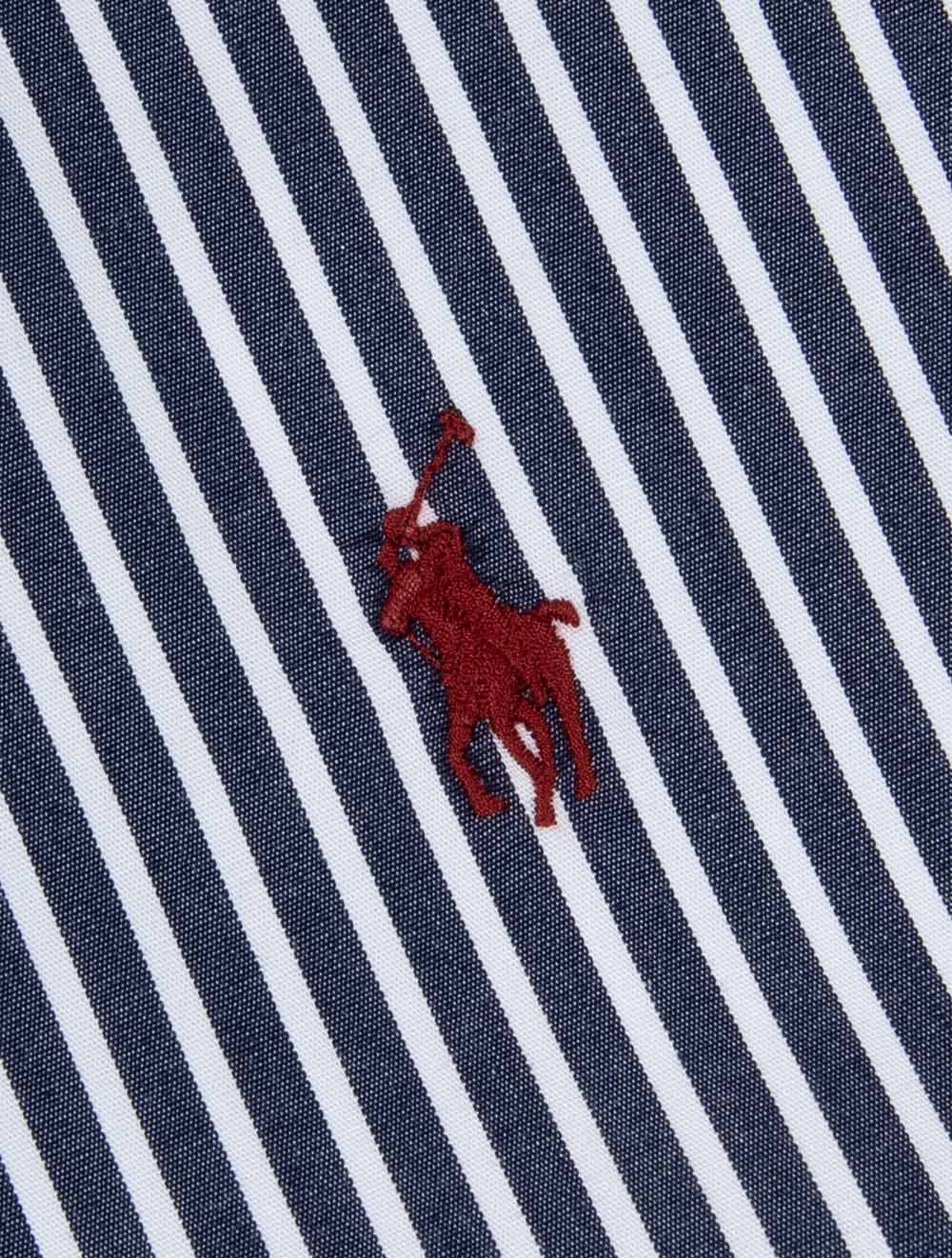 Striped Stretch Poplin Shirt Navy White