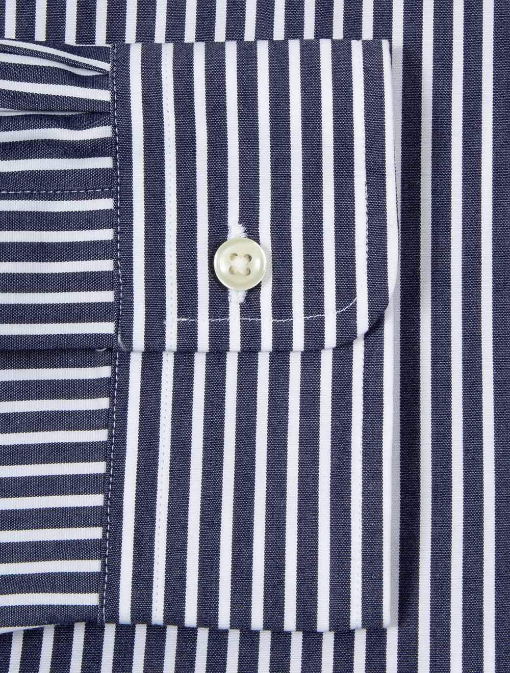 Striped Stretch Poplin Shirt Navy White