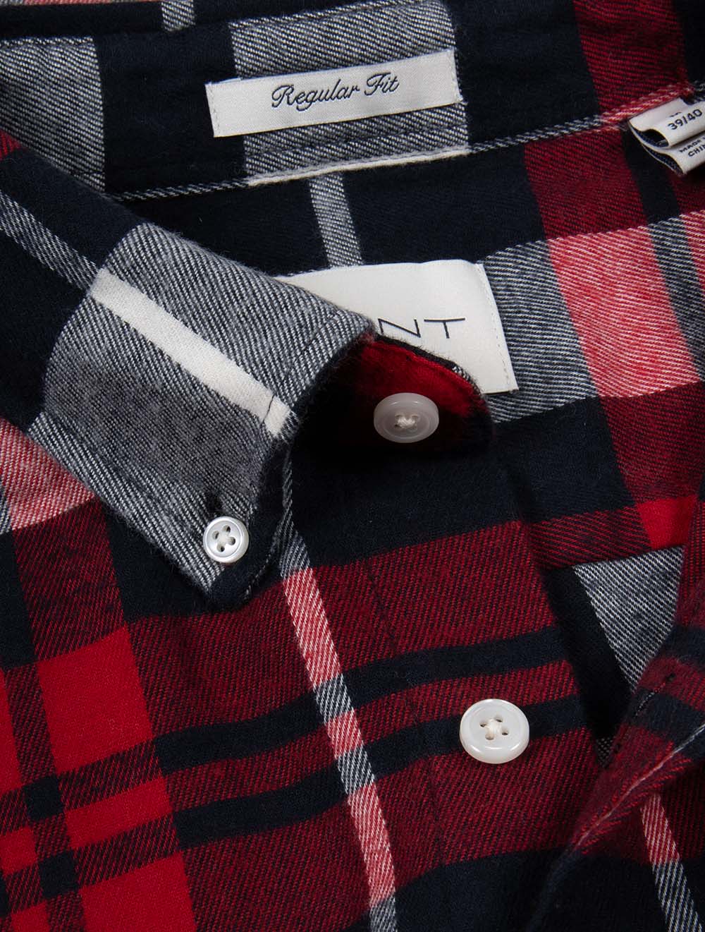 Regular Fit Flannel Check Shirt Ruby Red