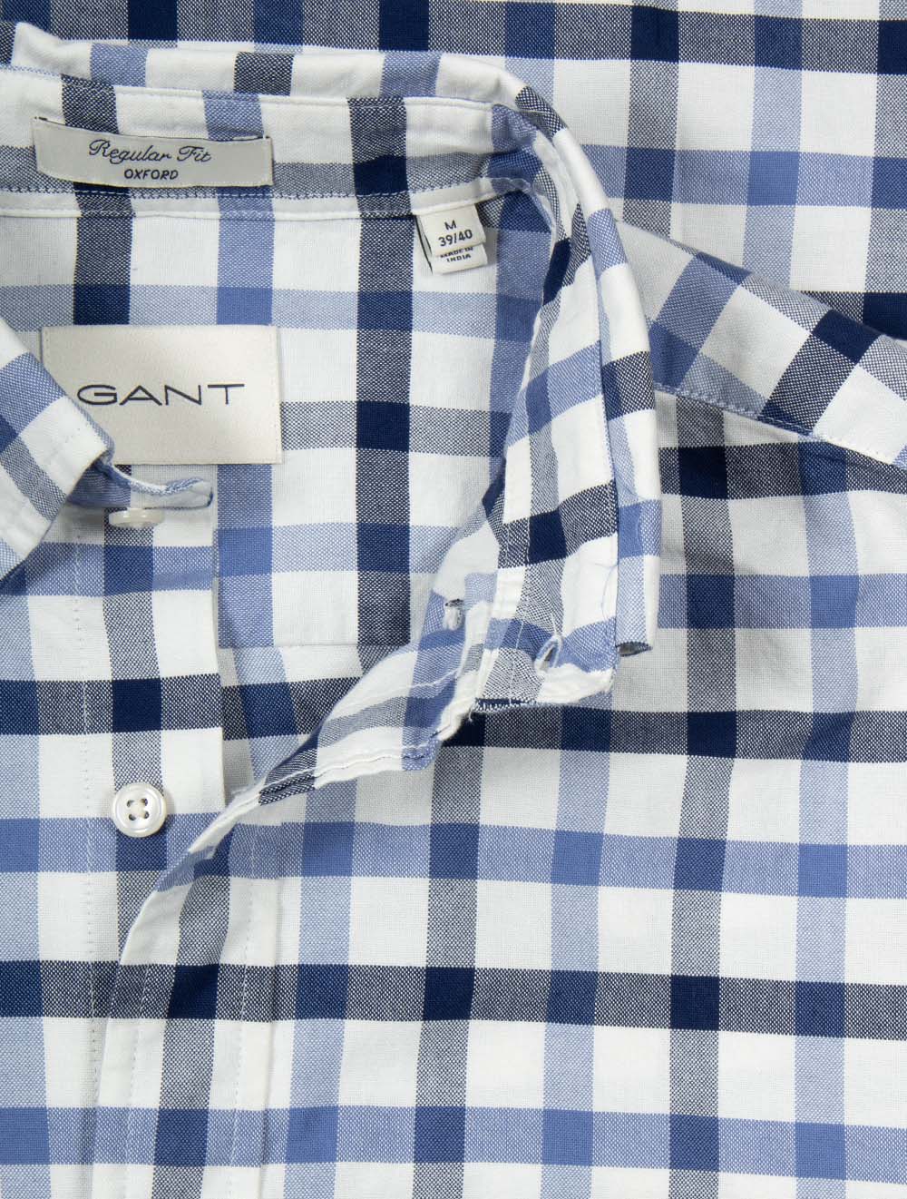 Regular Fit Oxford Check Shirt Faded Denim