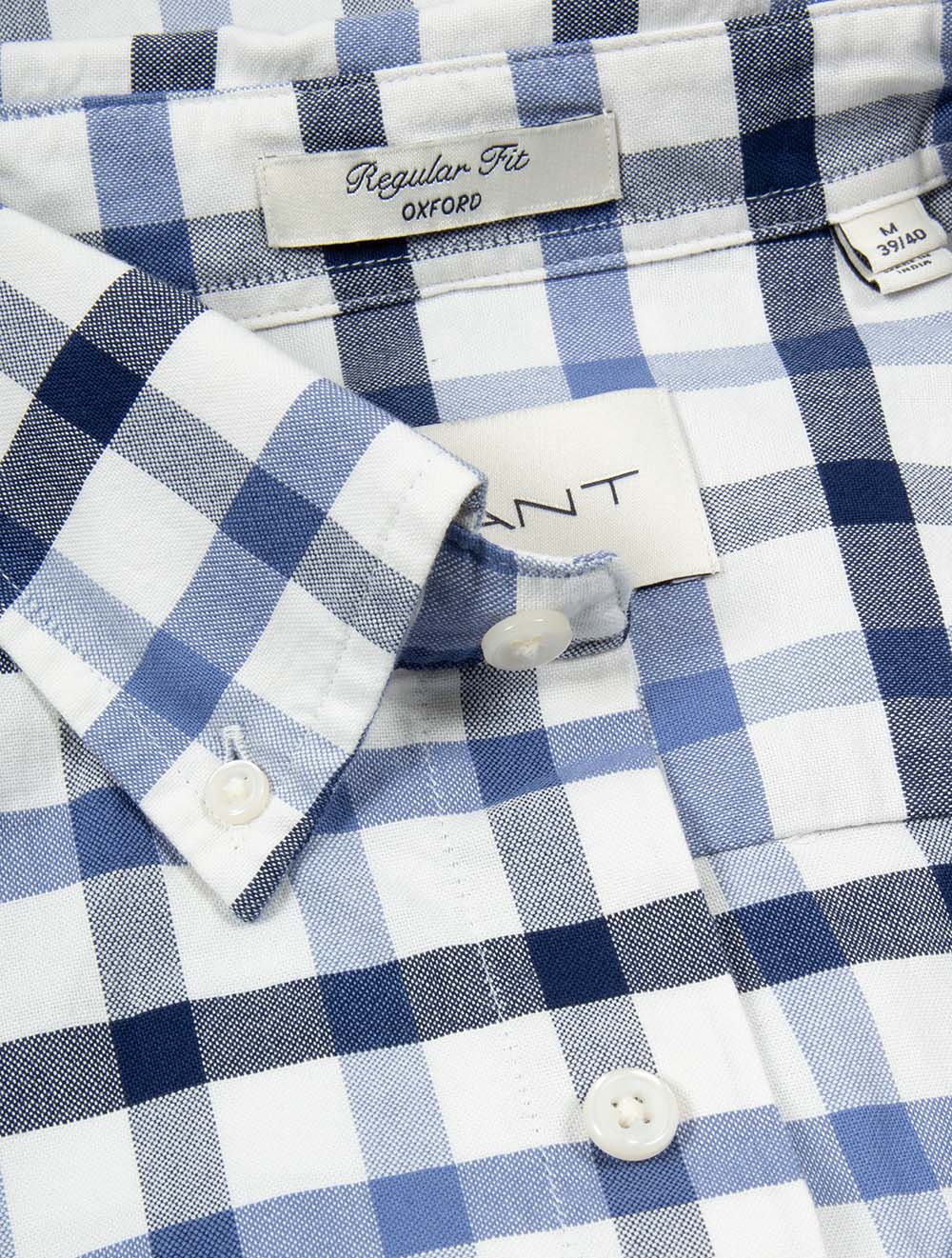 Regular Fit Oxford Check Shirt Faded Denim