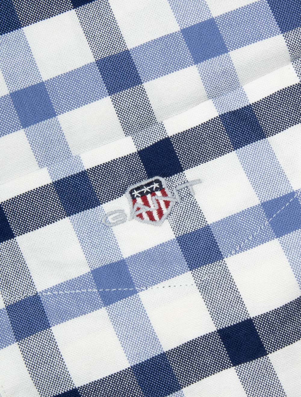 Regular Fit Oxford Check Shirt Faded Denim