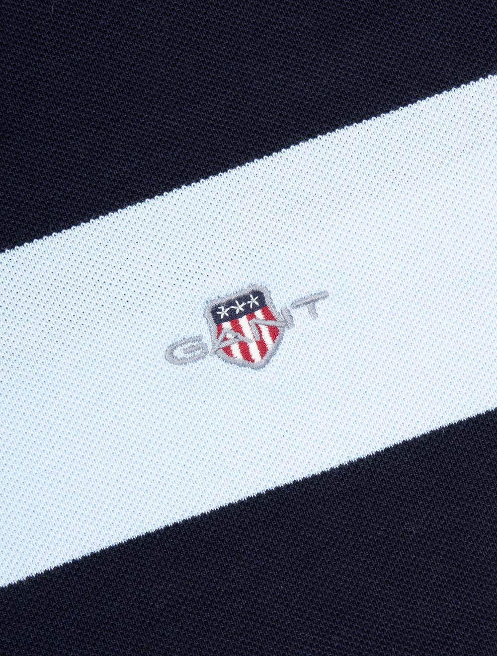 Striped Short Sleeve Polo Evening Blue