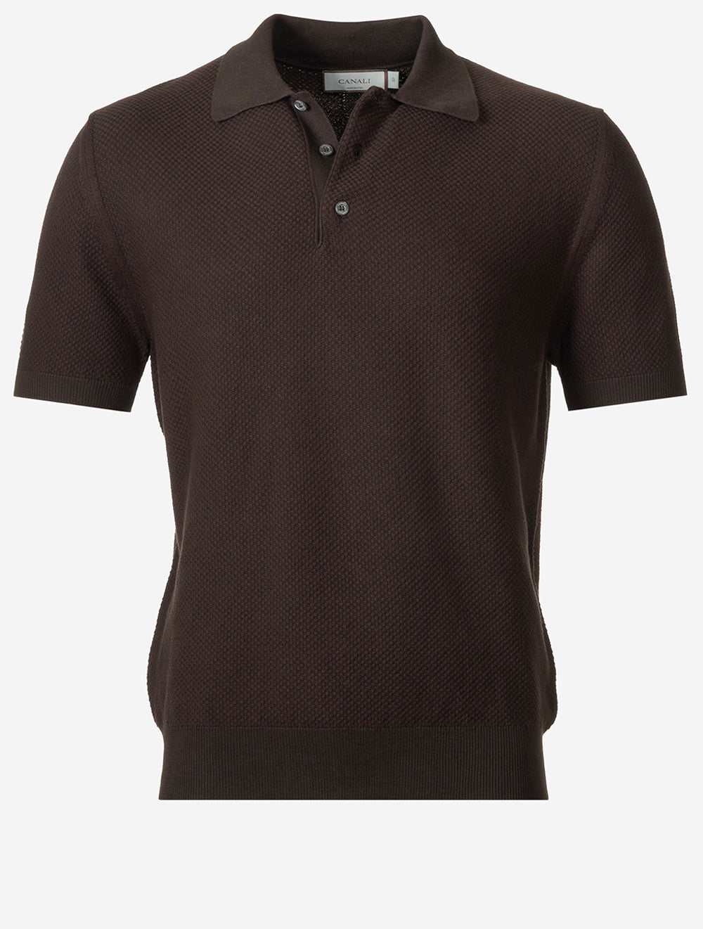 Waffle Pattern Polo Shirt Brown
