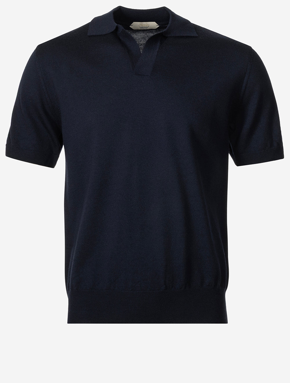 Short Sleeve Buttonless Polo Wool Navy