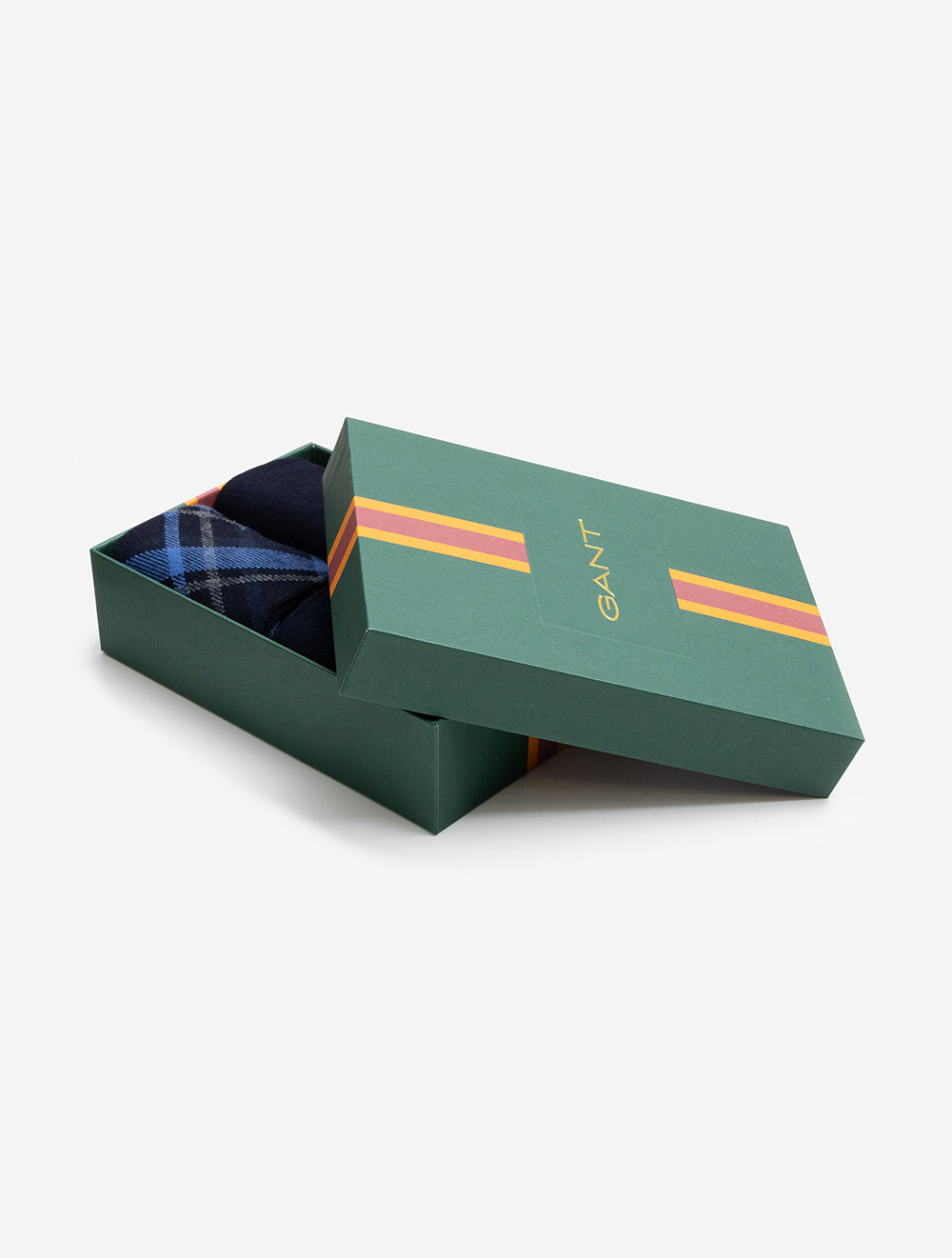 Check and Solid Socks 4-Pack Gift Box Marine