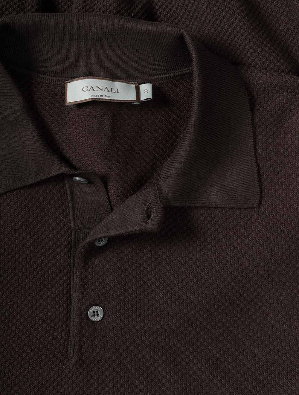 Waffle Pattern Polo Shirt Brown