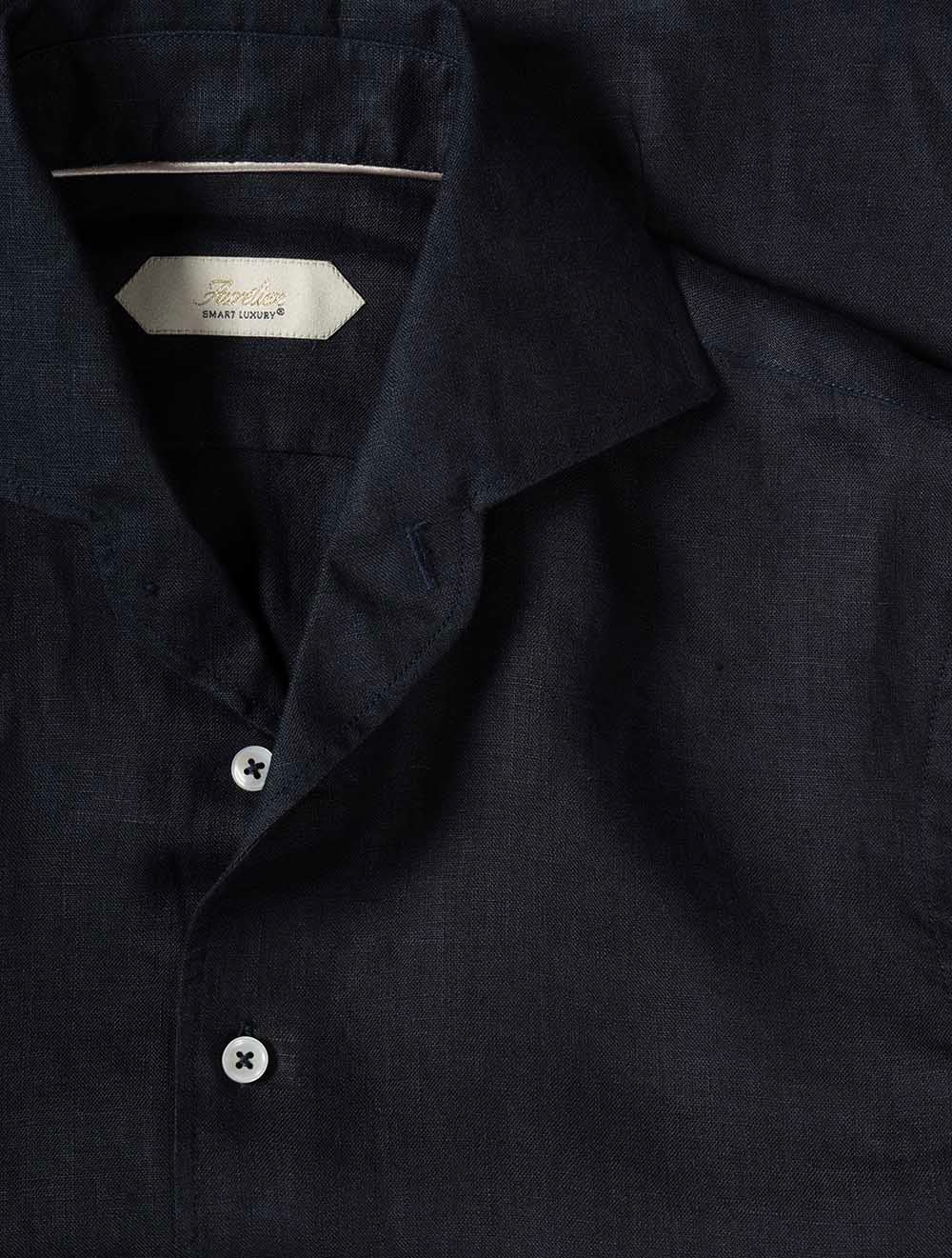 Aurelien Seaside Linen Shirt-Navy