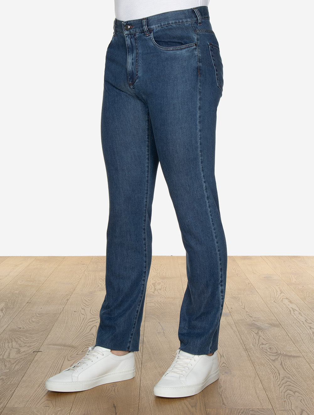 Iconic 5-Pocket Cotton Blend Trousers Navy Blue