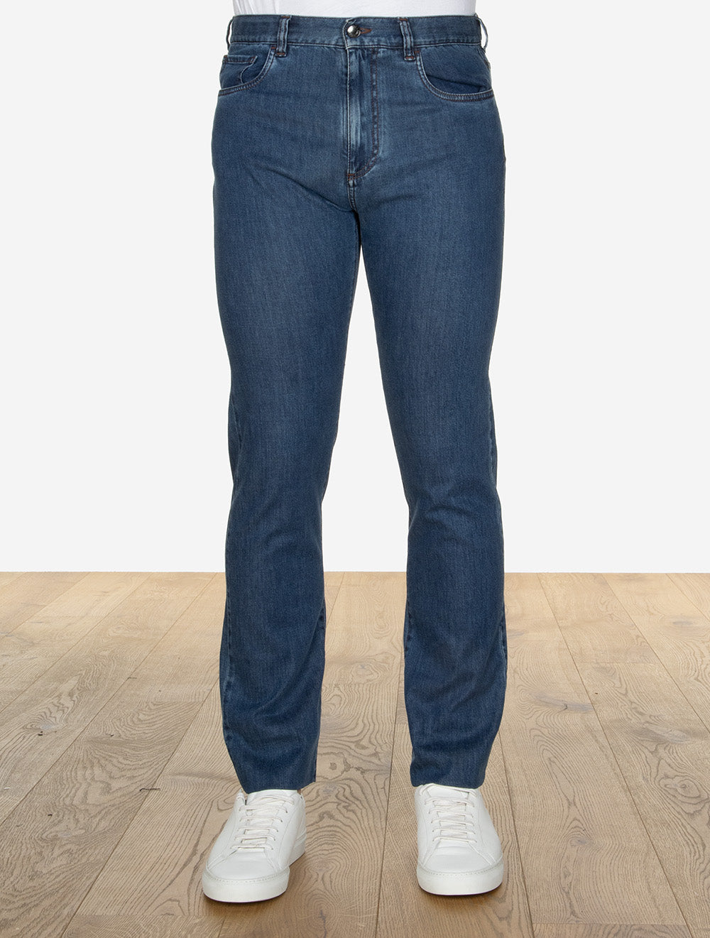 Iconic 5-Pocket Cotton Blend Trousers Navy Blue