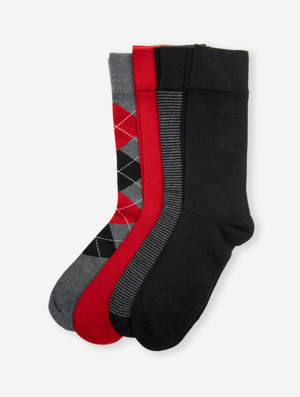 Chaussettes à losanges et rayures, lot de 4, GB-Charcoal Melange