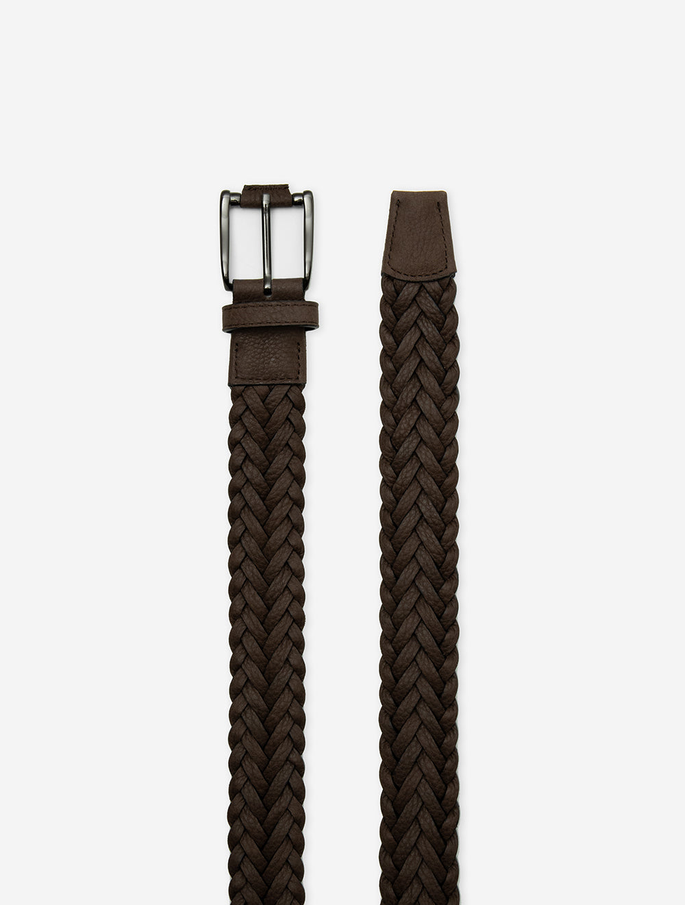 Woven Leather Belt Brown