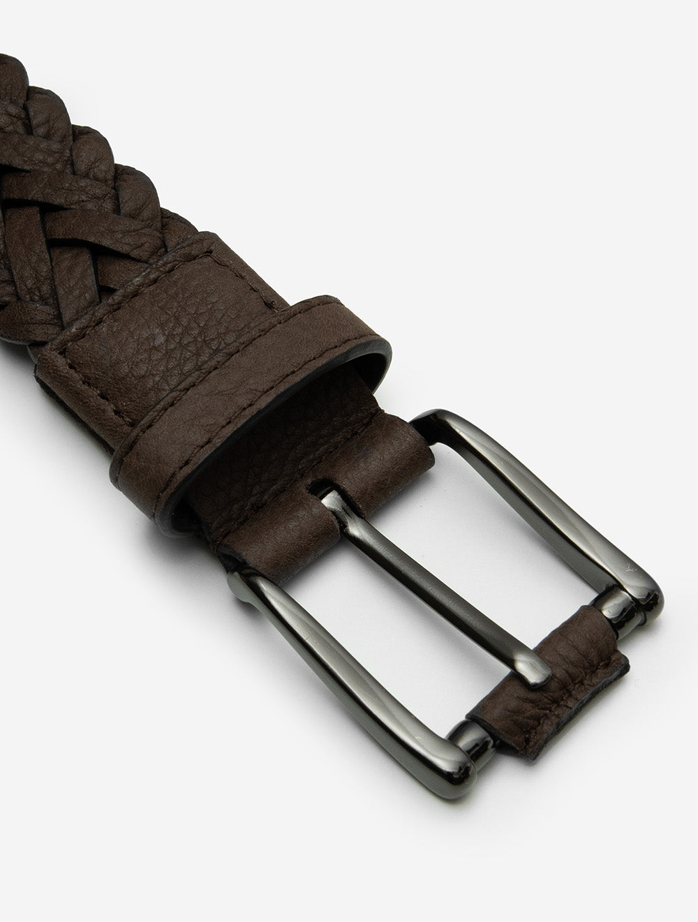 Woven Leather Belt Brown