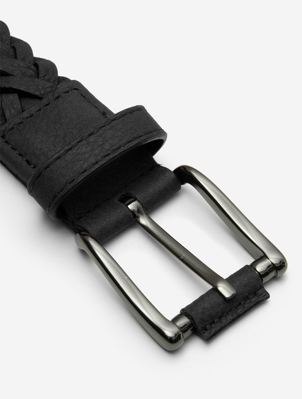 Woven Leather Belt Black