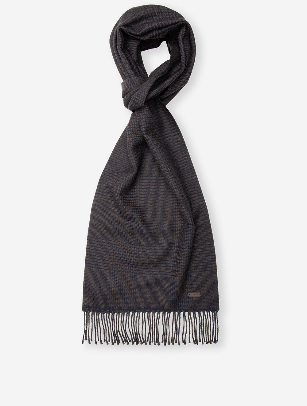 Check Wool Scarf Dark Brown