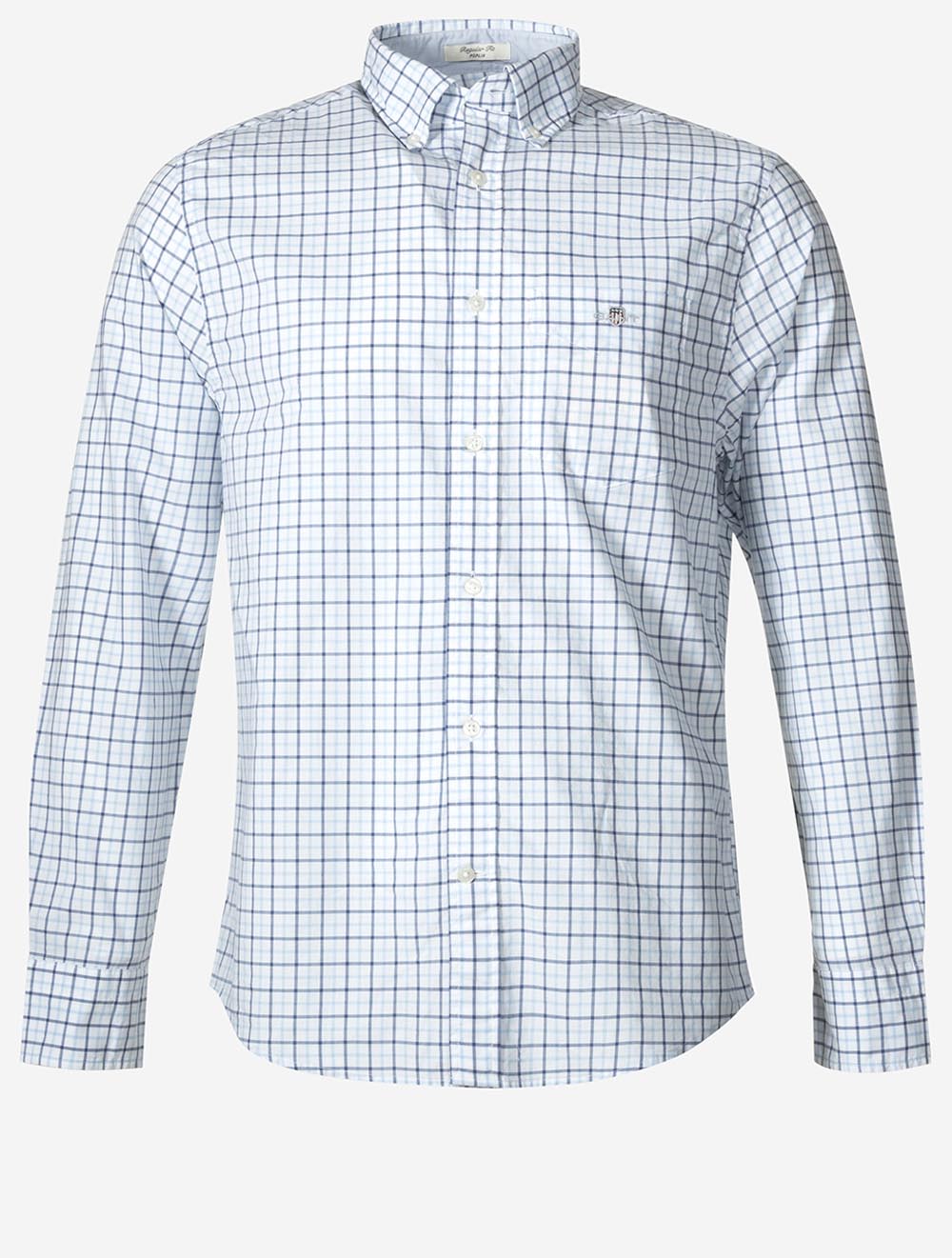 Regular Classic Poplin Check Shirt Sky Blue