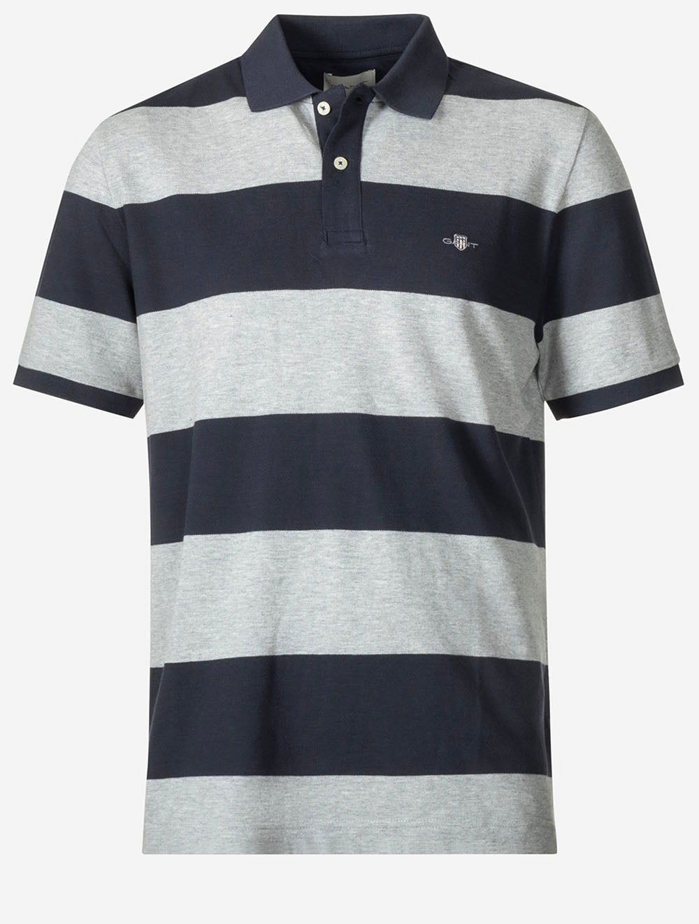 Block Stripe Polo Grey Melange