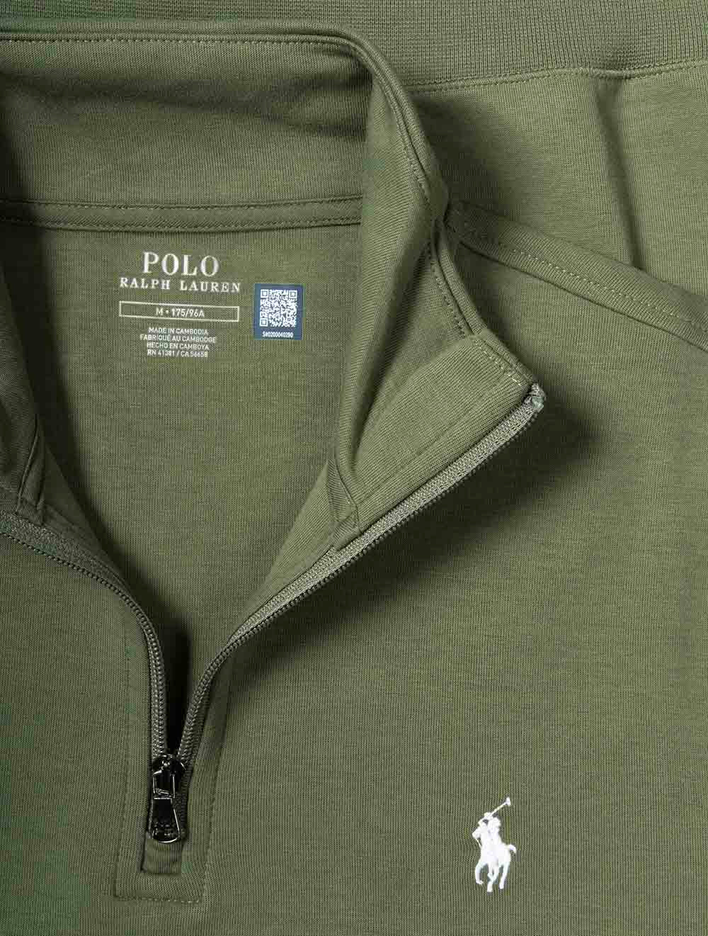 Double Knit Quarter Zip Pullover Green