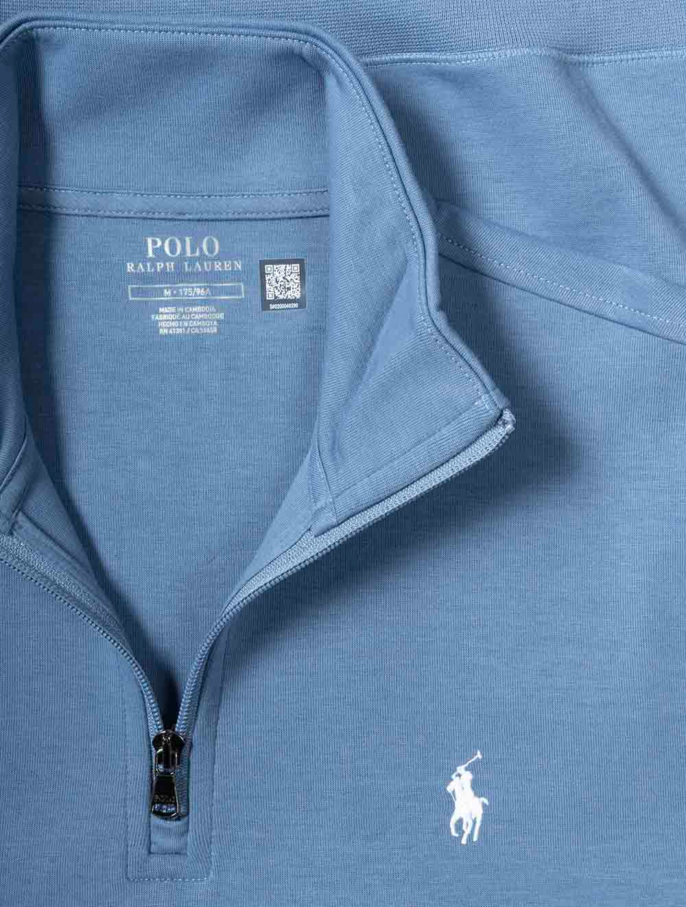 Double Knit Quarter Zip Pullover Blue