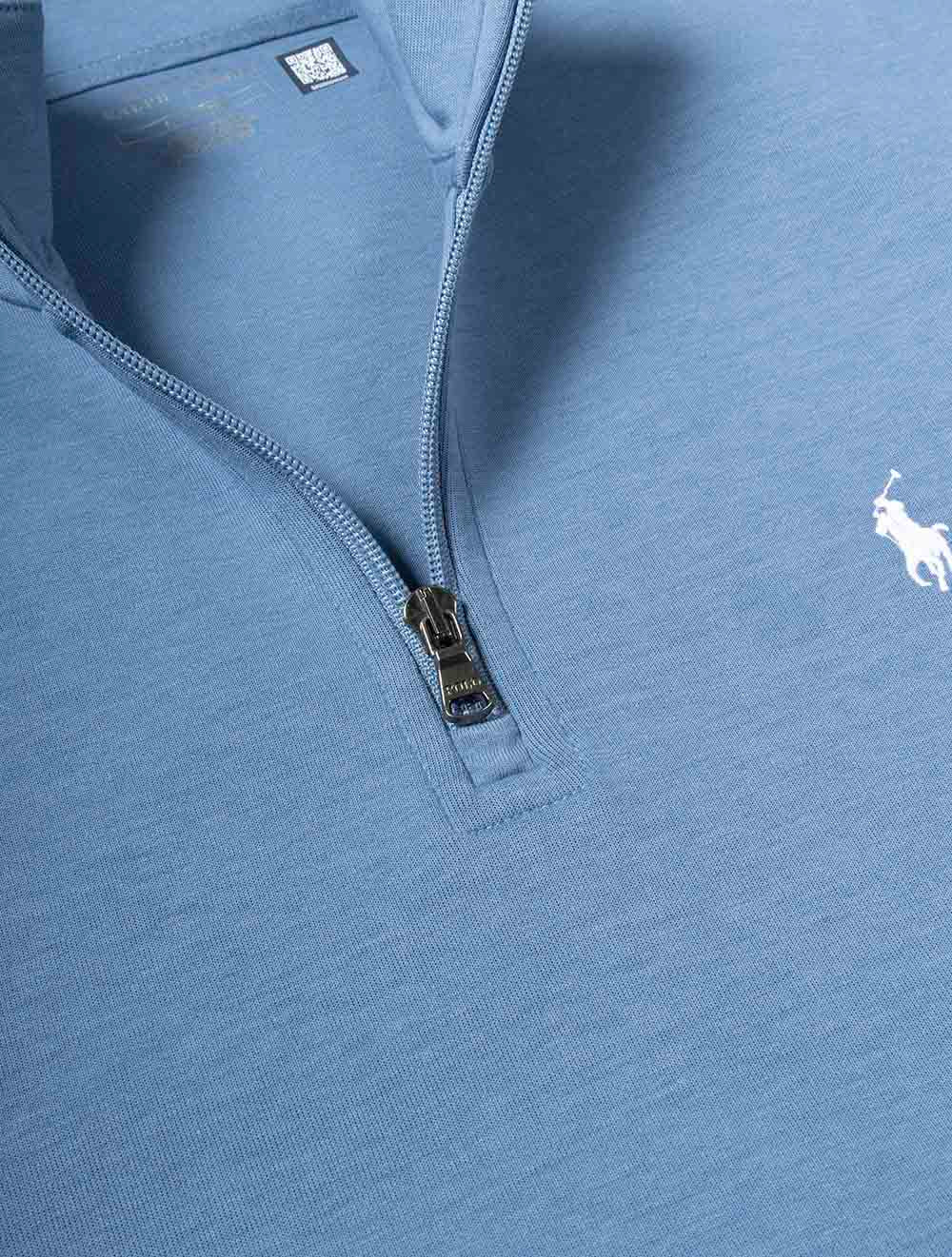 Double Knit Quarter Zip Pullover Blue