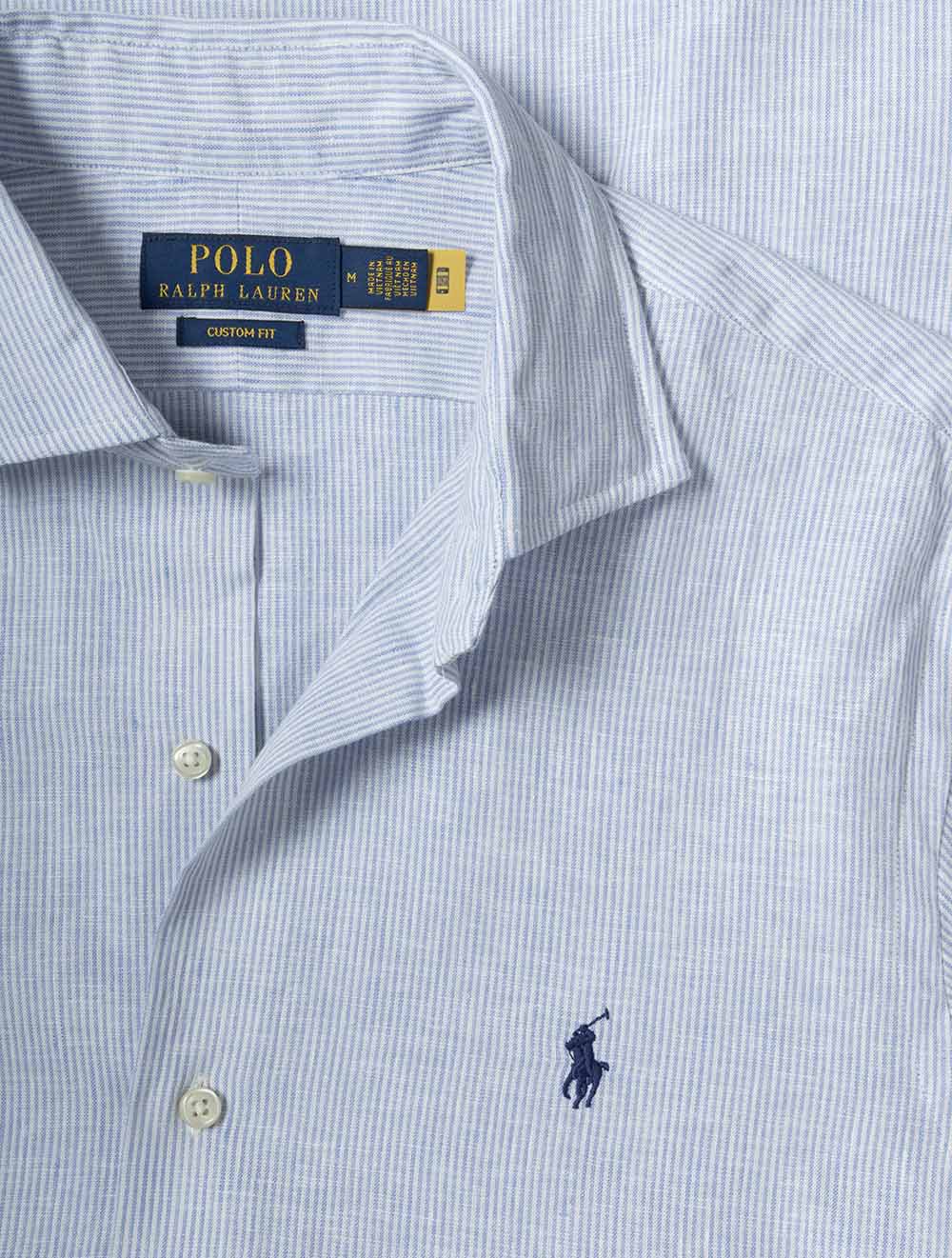 Pinstriped Linen Shirt Blue