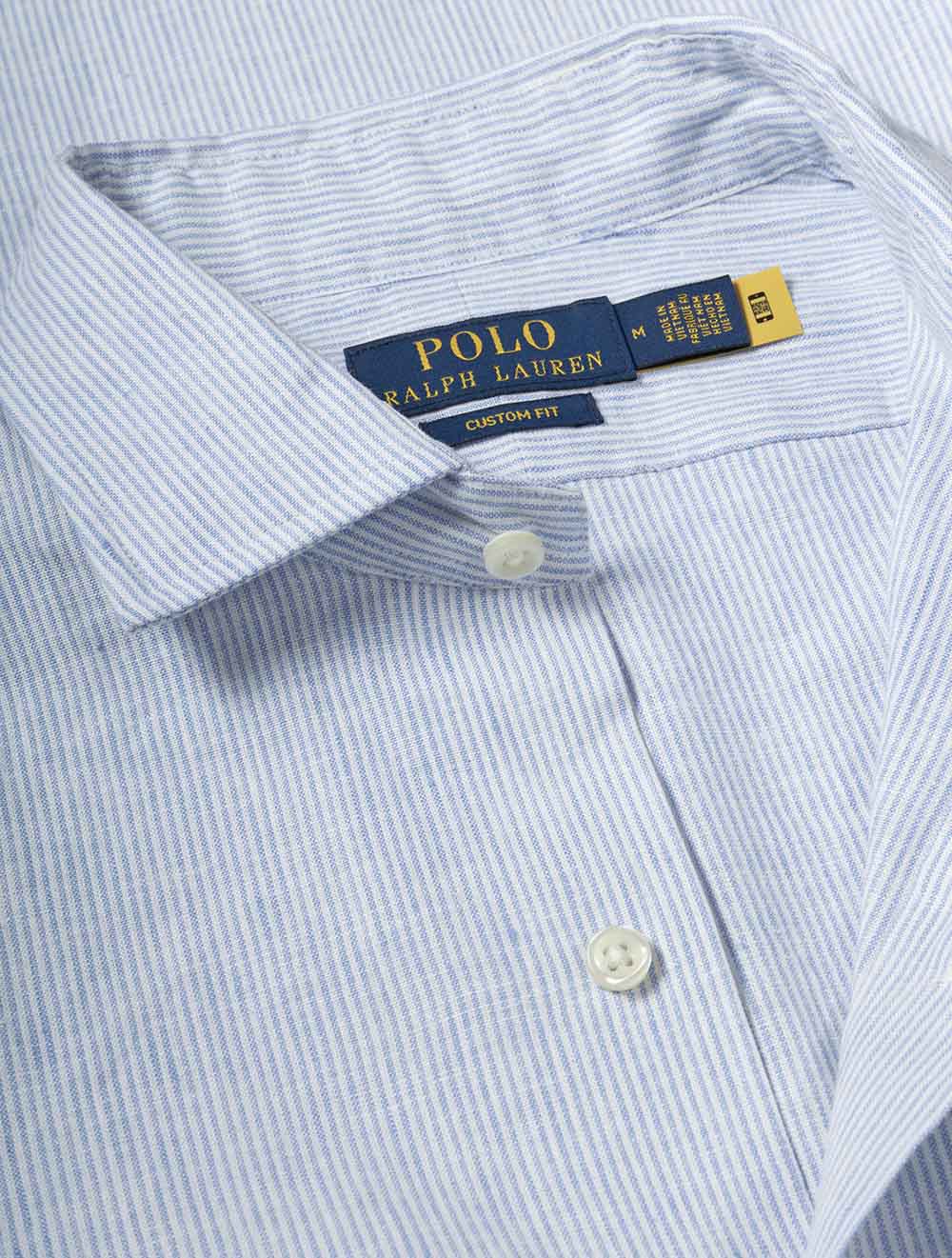 Pinstriped Linen Shirt Blue