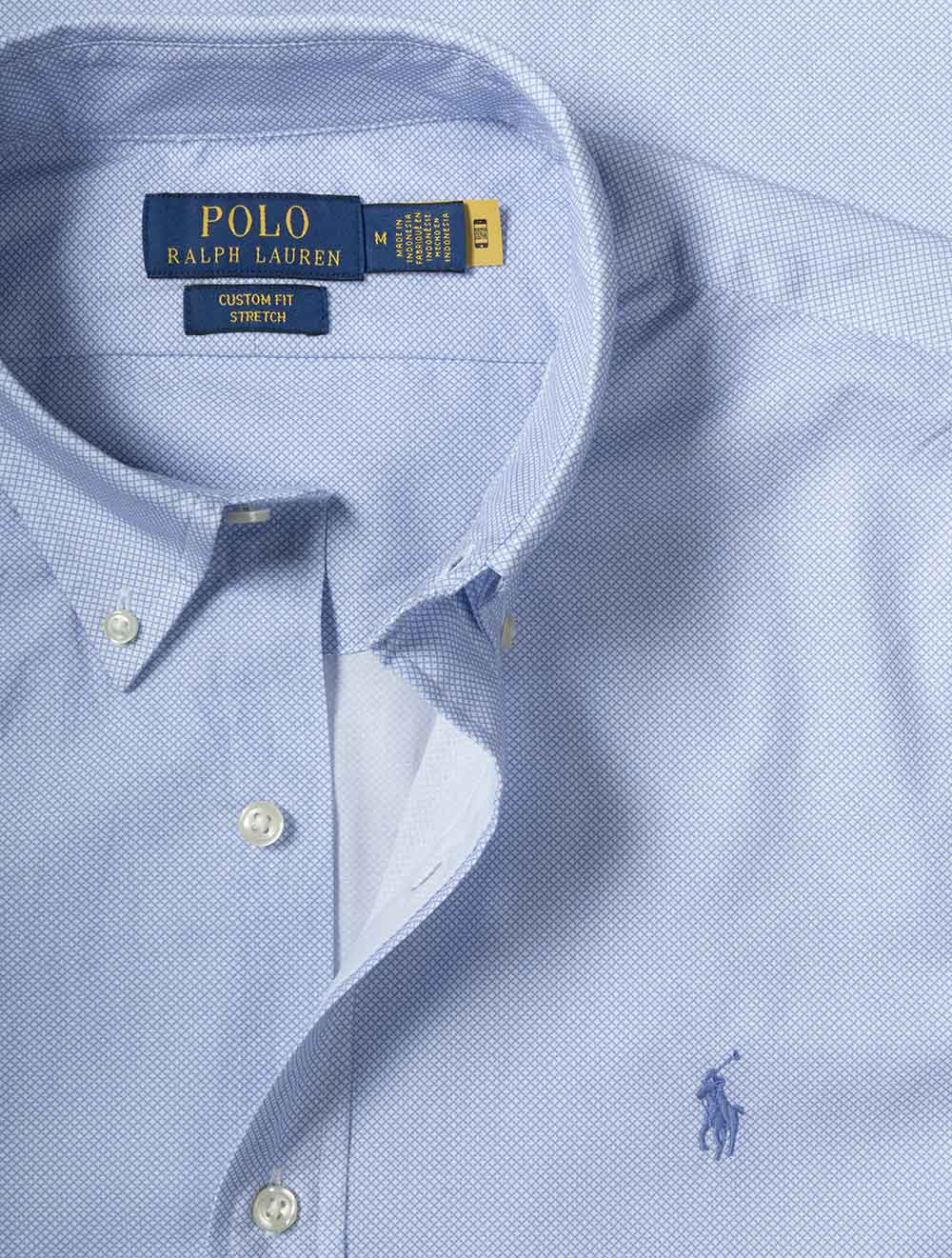 Textured Stretch Poplin Shirt Blue