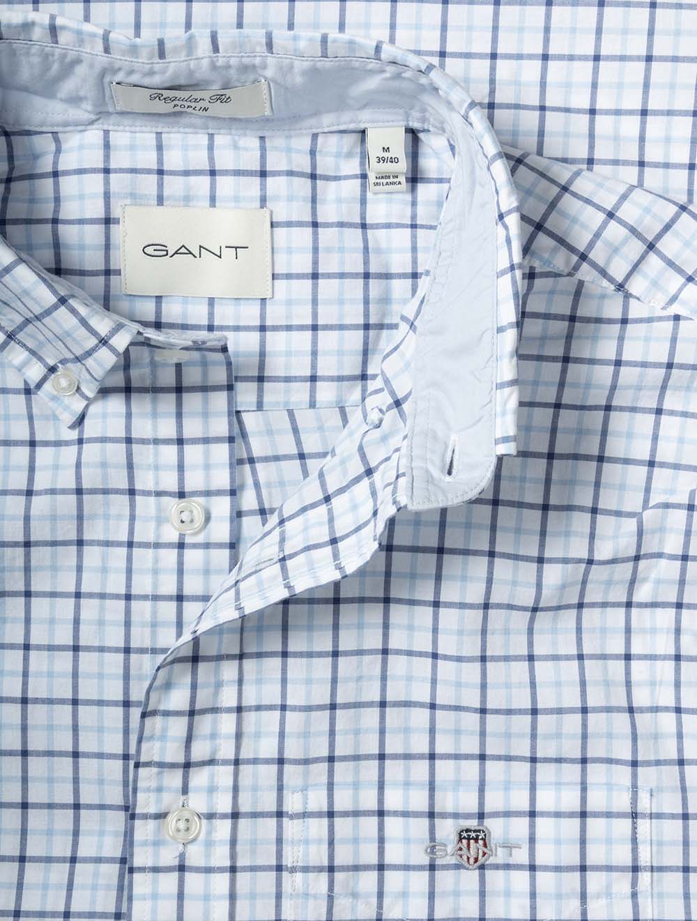 Regular Classic Poplin Check Shirt Sky Blue