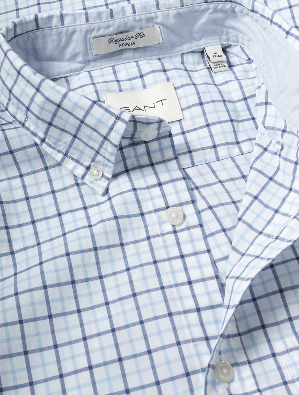 Regular Classic Poplin Check Shirt Sky Blue