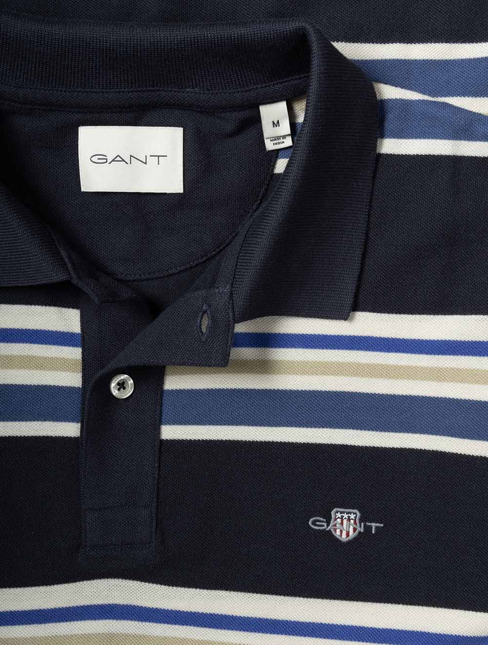 Multi Striped Short Sleeve Polo Evening Blue