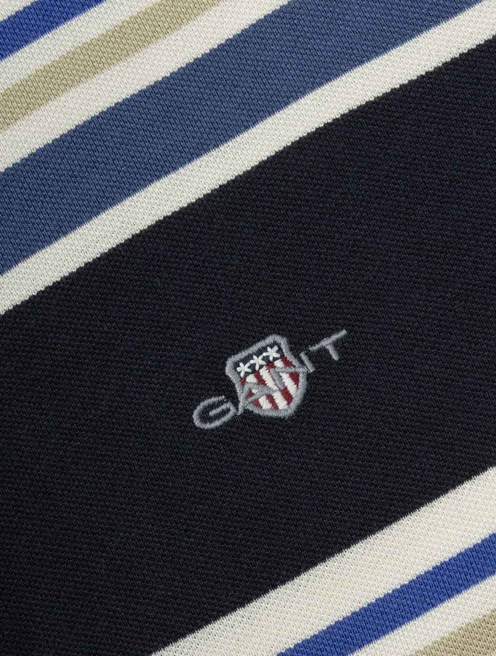 Multi Striped Short Sleeve Polo Evening Blue