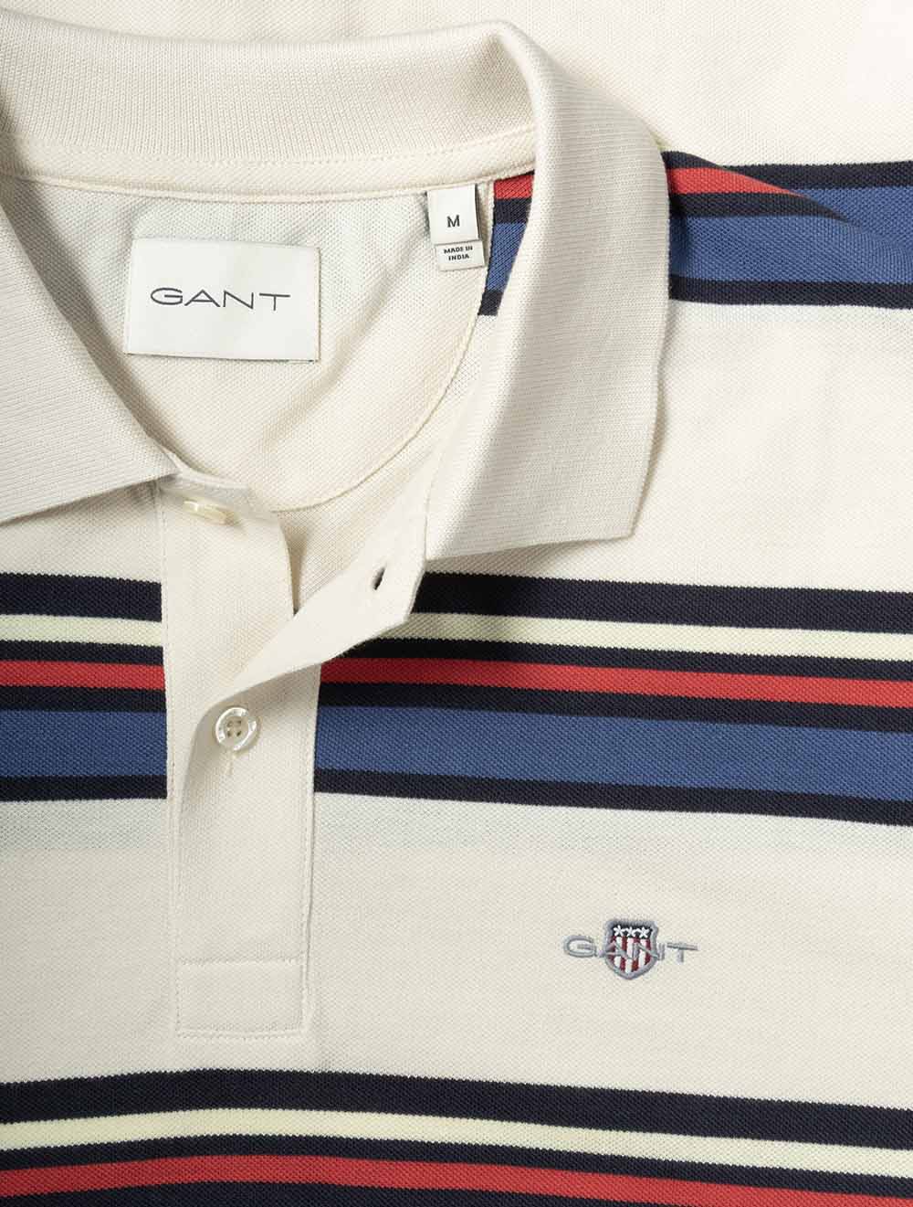 Multi Striped Short Sleeve Polo Creamed White