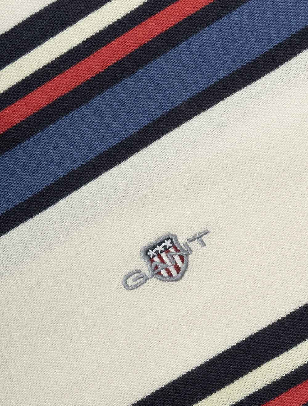 Multi Striped Short Sleeve Polo Creamed White