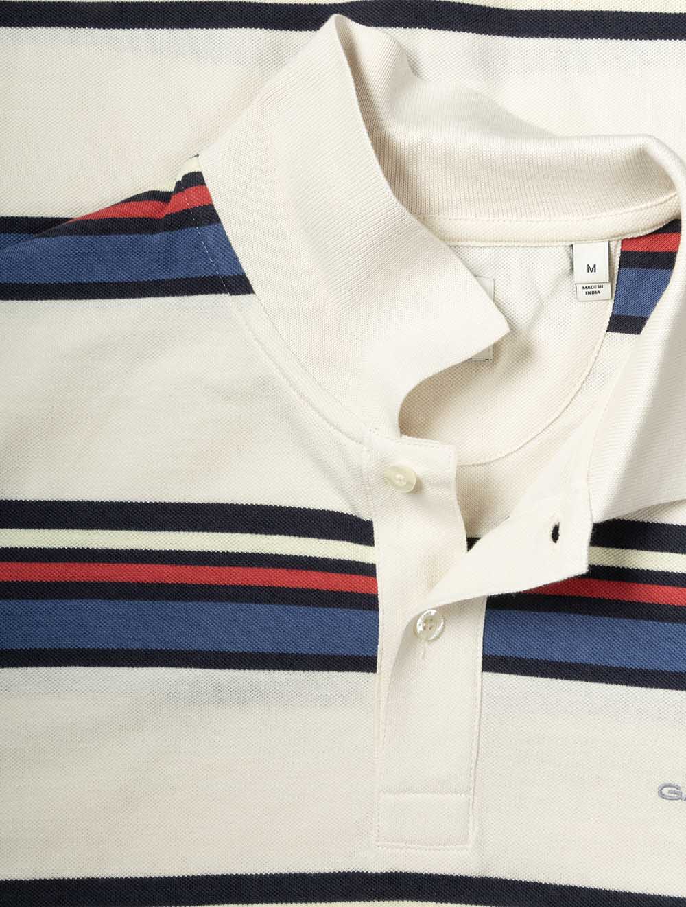 Multi Striped Short Sleeve Polo Creamed White