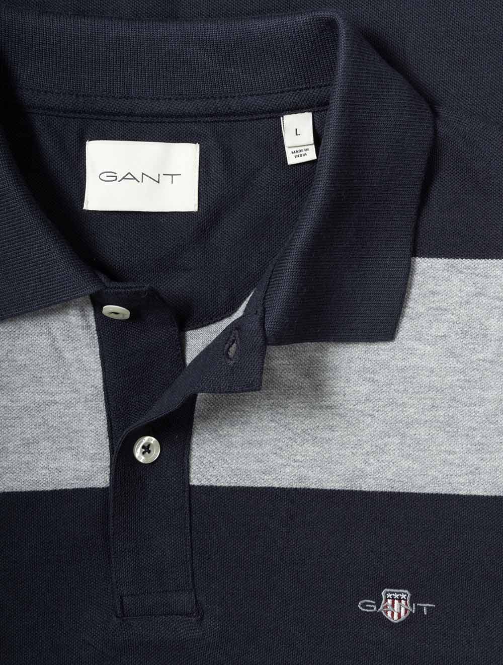 Block Stripe Polo Grey Melange