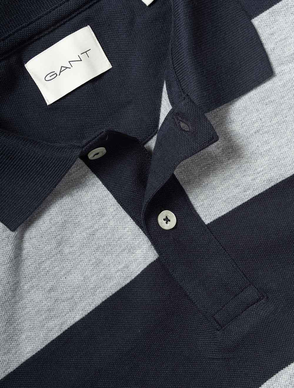 Block Stripe Polo Grey Melange