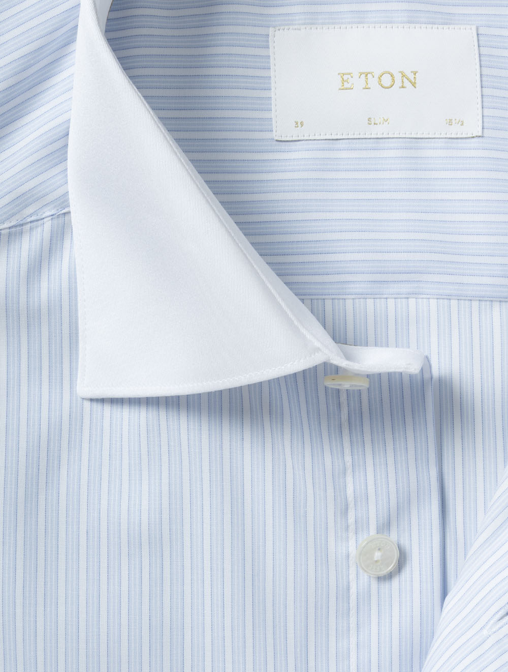 Slim Contrast Collar Striped Shirt Blue