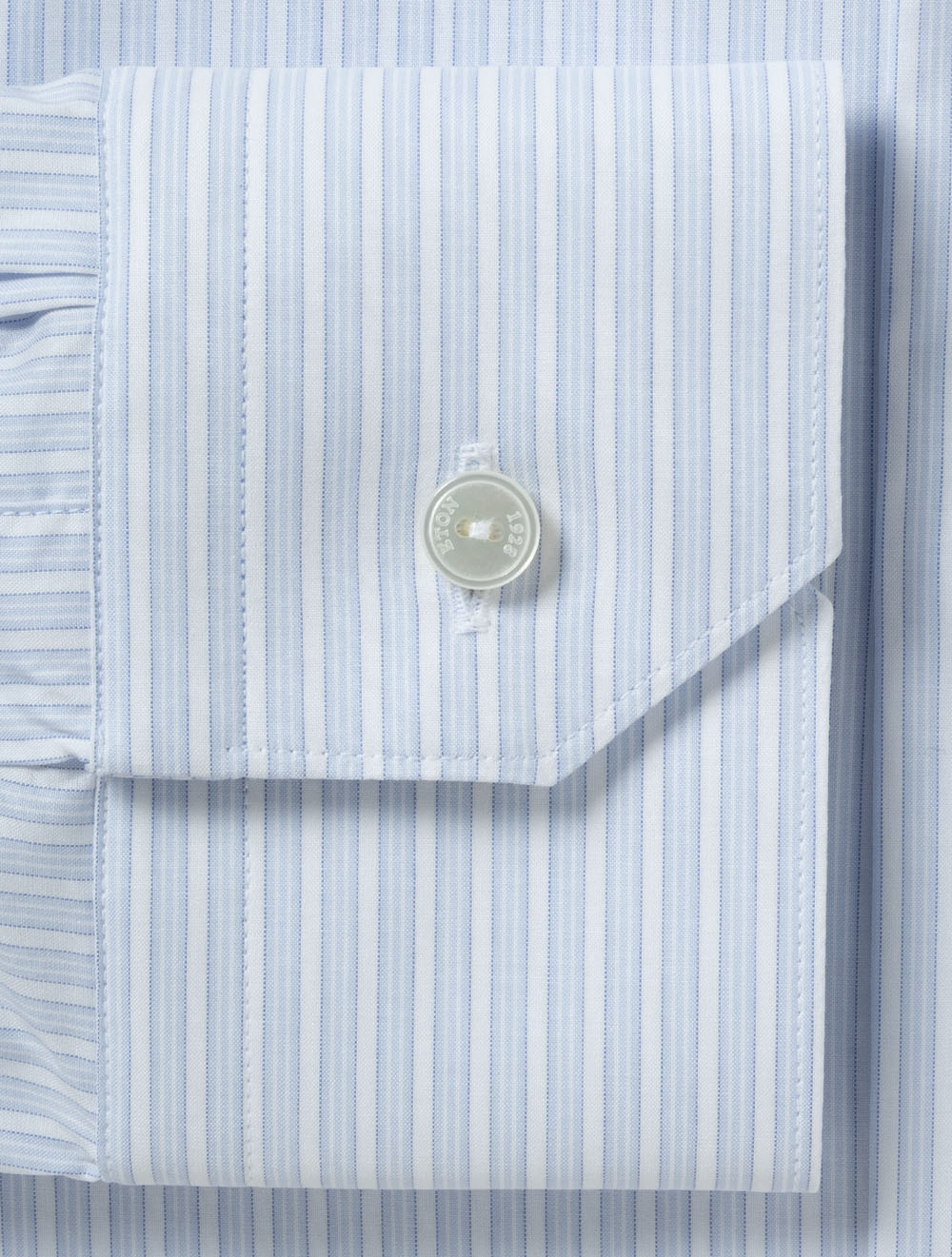 Contrast Collar Striped Shirt Blue