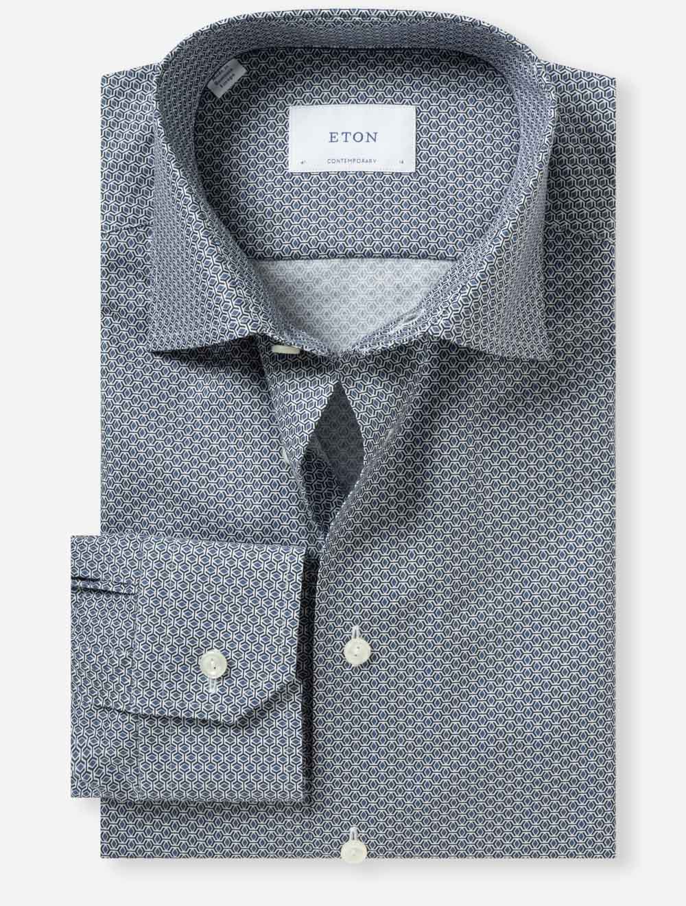 Contemporary Geometric Print Shirt Blue