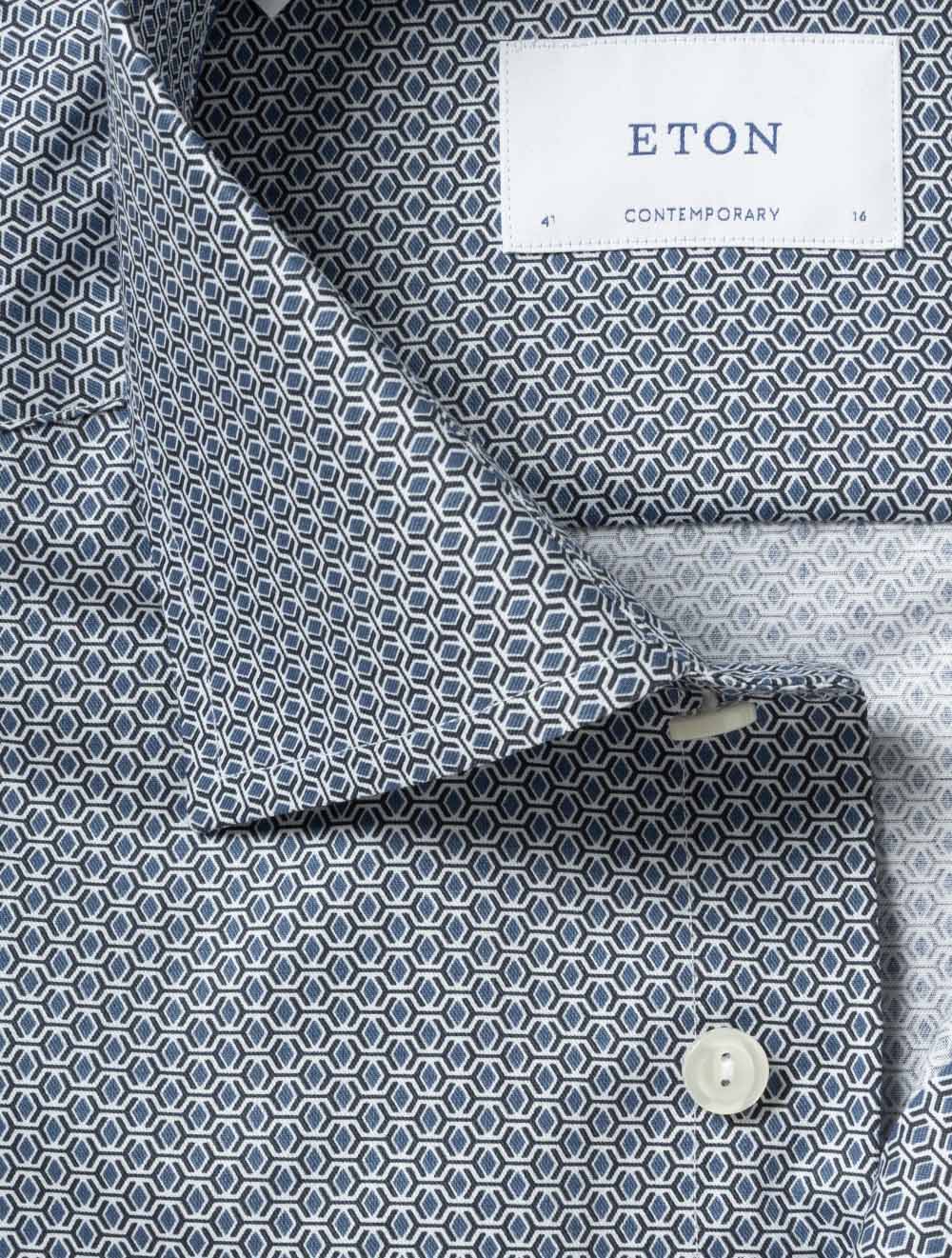 Contemporary Geometric Print Shirt Blue