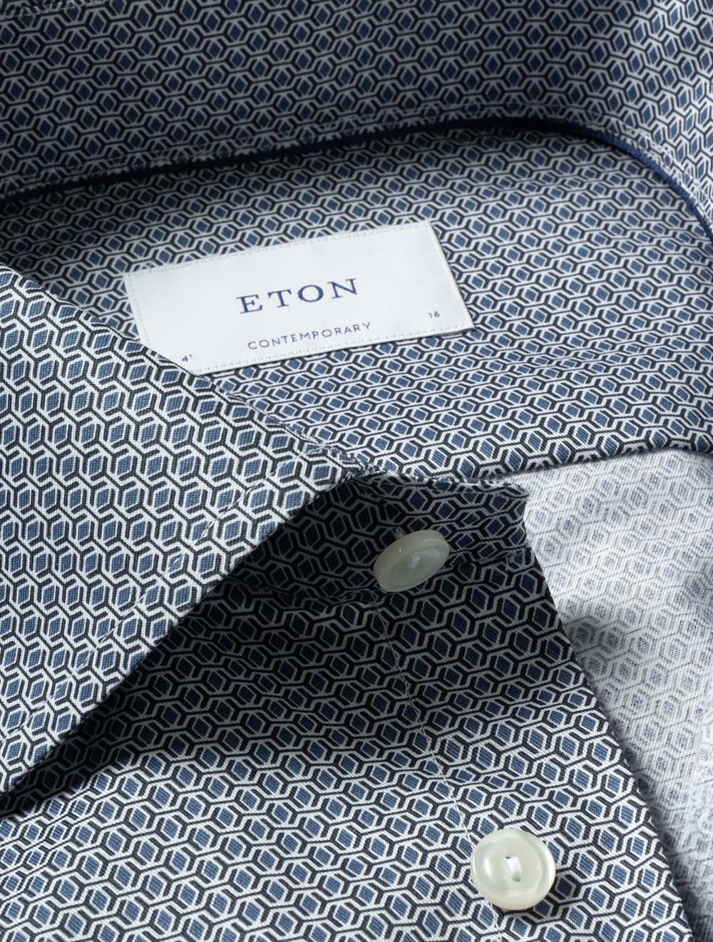 Contemporary Geometric Print Shirt Blue