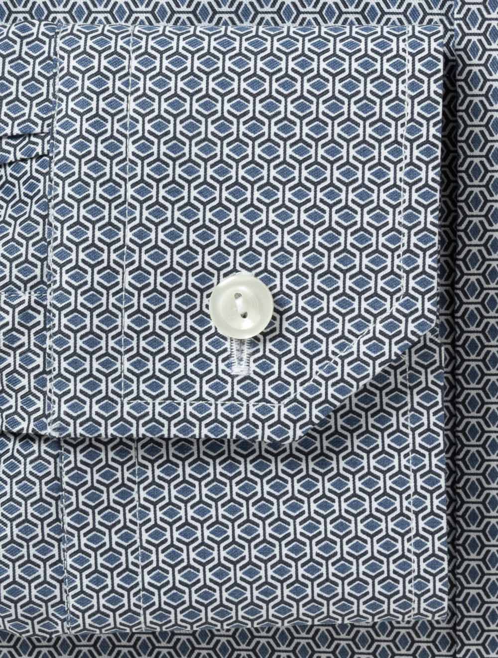 Contemporary Geometric Print Shirt Blue