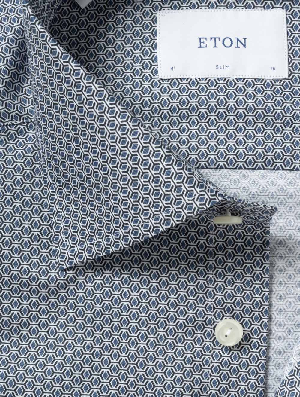 Slim Geometric Print Shirt Blue