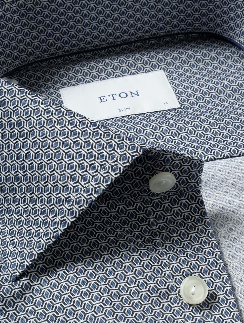 Slim Geometric Print Shirt Blue