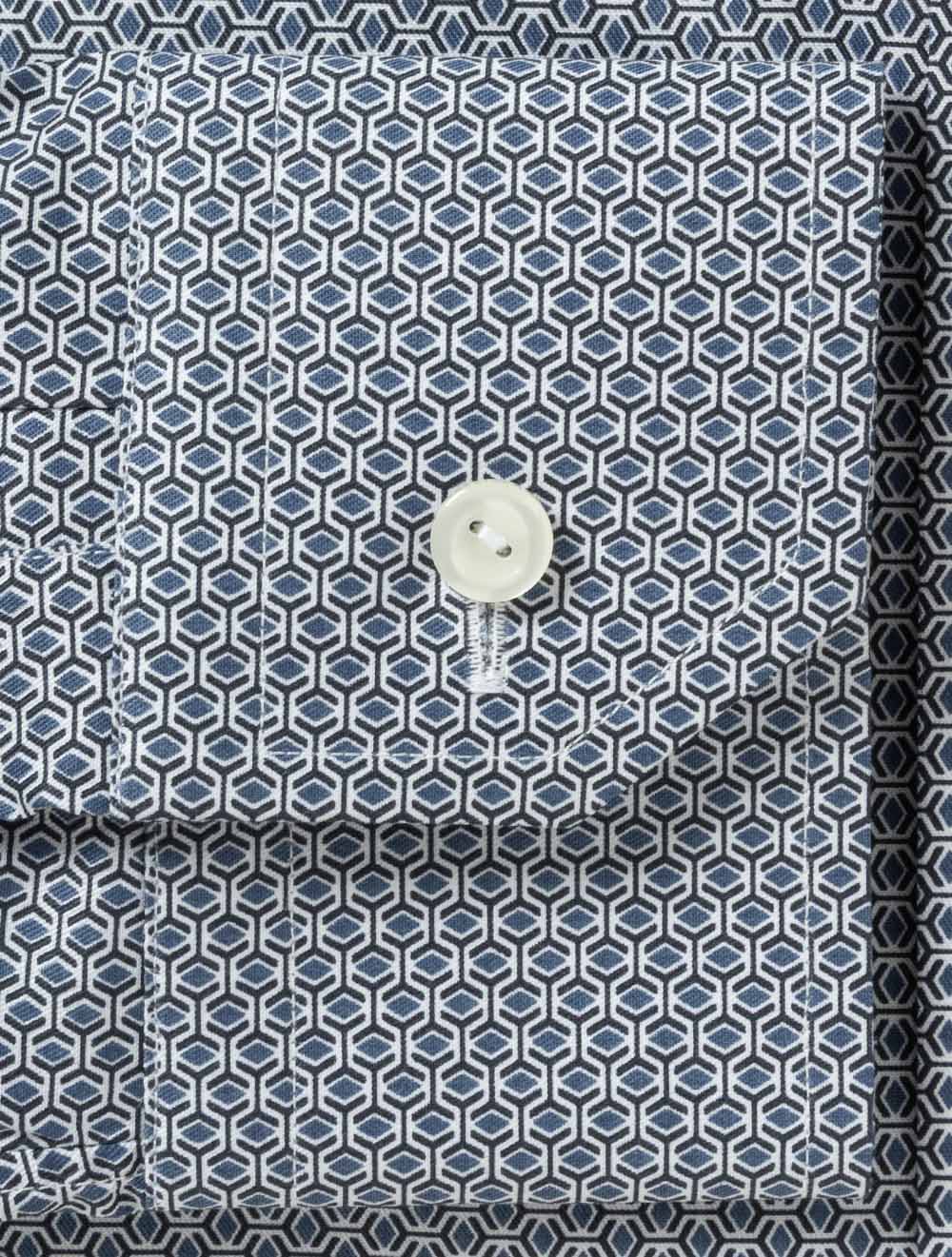 Slim Geometric Print Shirt Blue