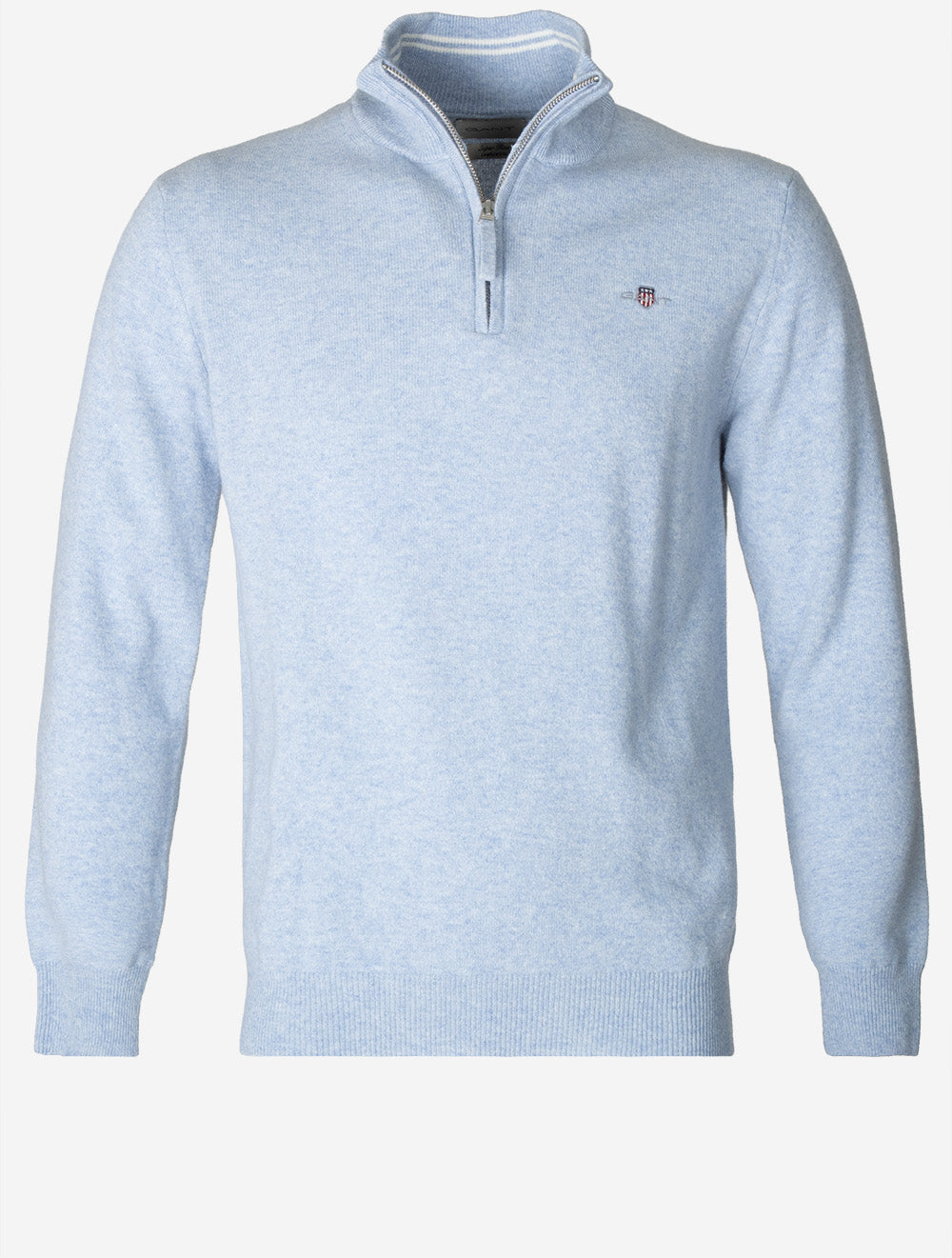 Superfine Lambswool Half Zip Light Blue Melange