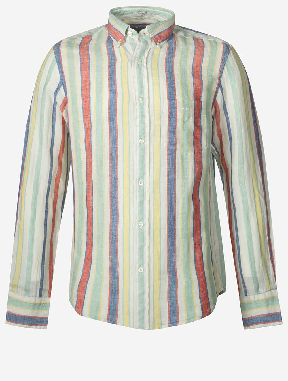 Regular Multistripe Linen Shirt Multicolor