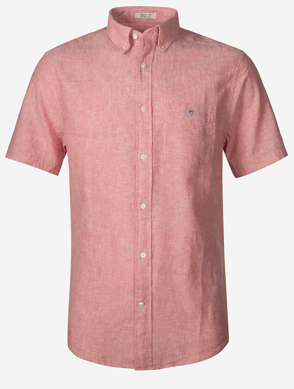 Regular Cotton Linen Short Sleeve Shirt Rose Pink