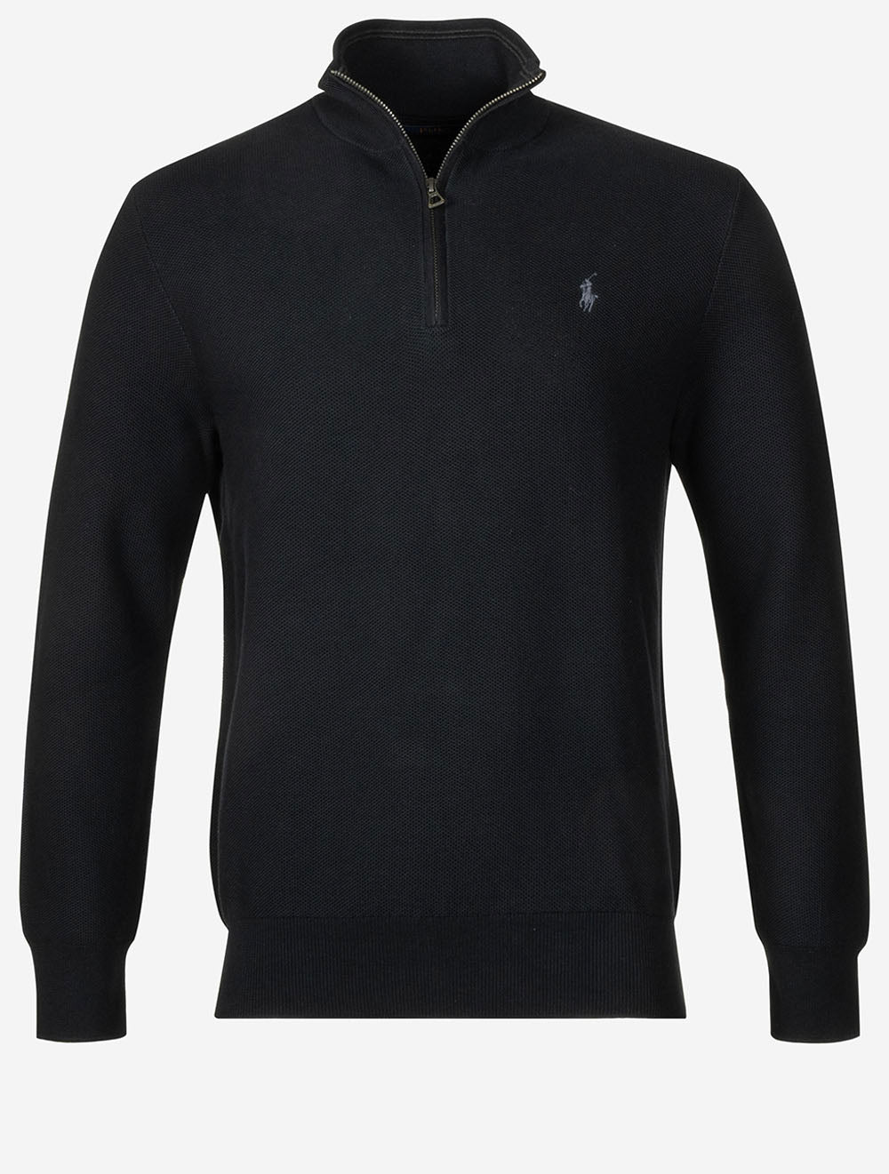 Half Zip Piqué Pullover Black