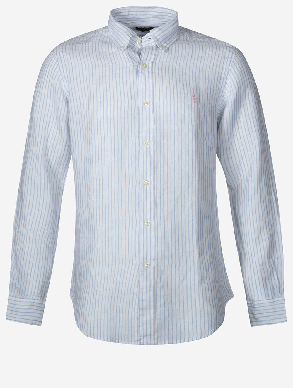 Custom Fit Striped Linen Shirt White